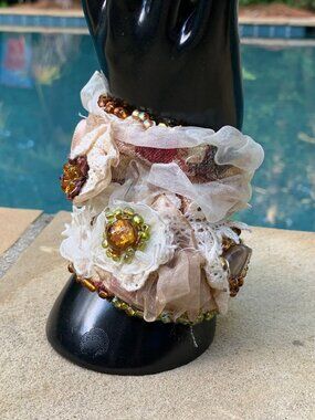 Cuff Bracelet Fabric Boho Shabby Chic